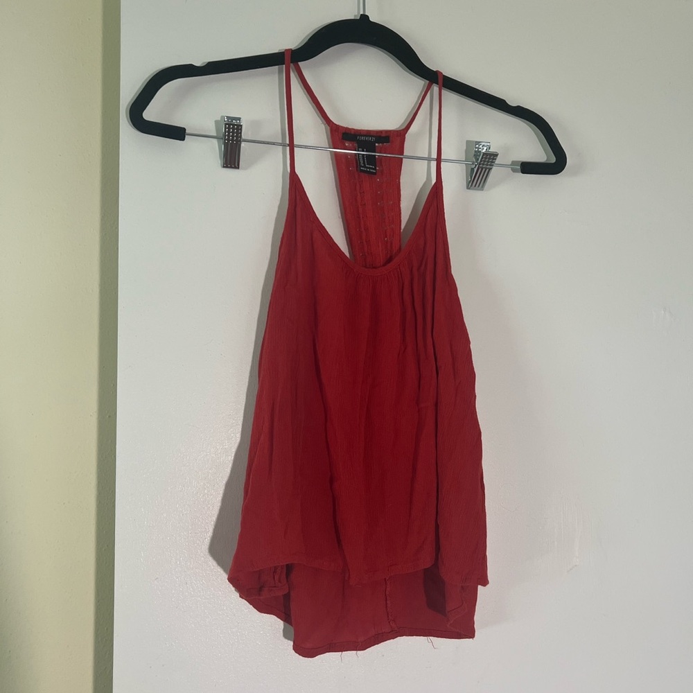 Forever 21 Red Asymmetrical Backless Camisole